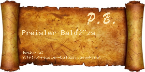 Preisler Balázs névjegykártya